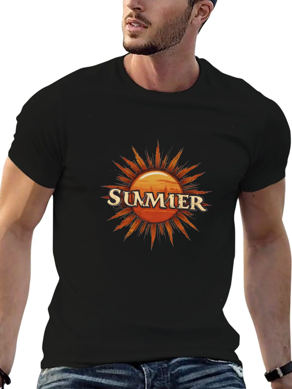 Summer Sun Graphic Tee - Black Cotton T-Shirt product image 9