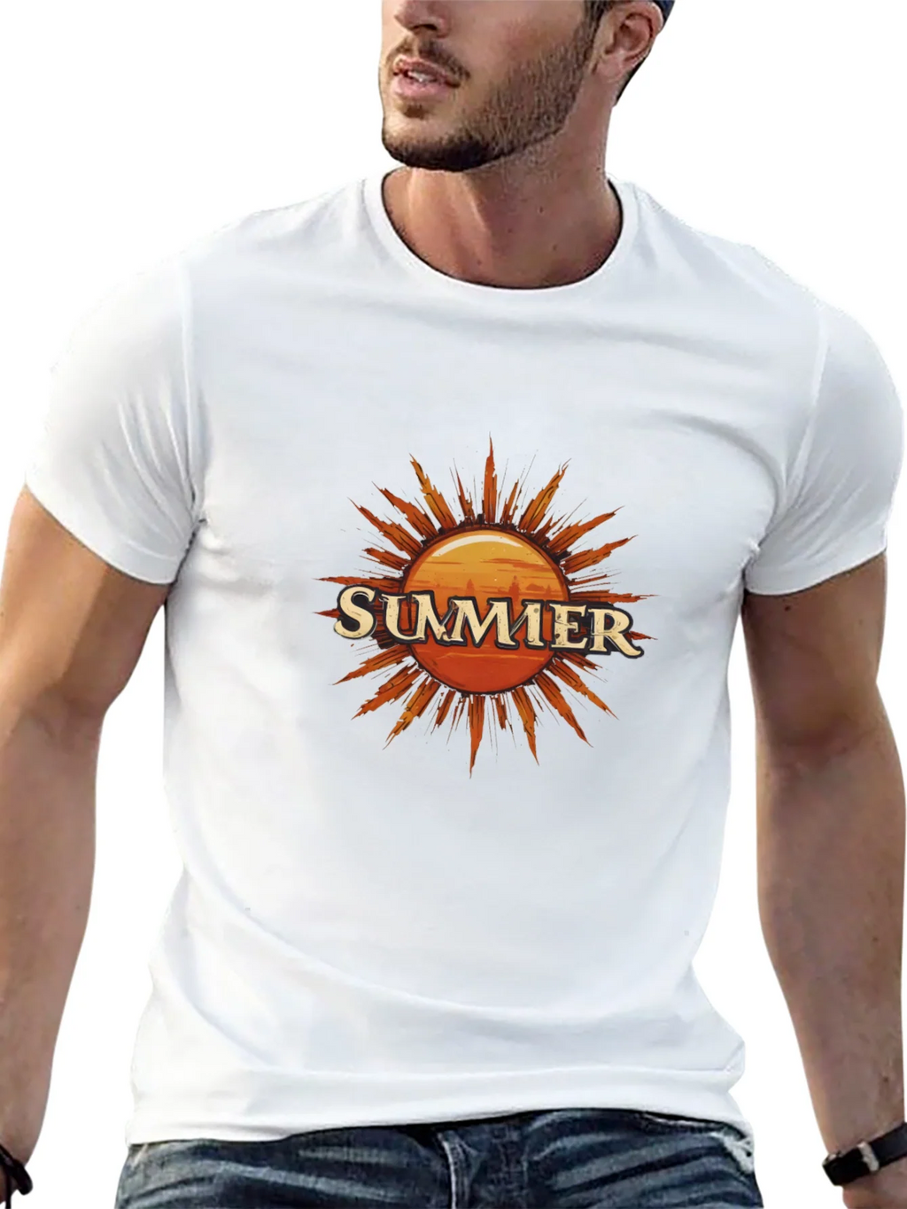 Summer Sun Graphic Tee - Black Cotton T-Shirt product image 4