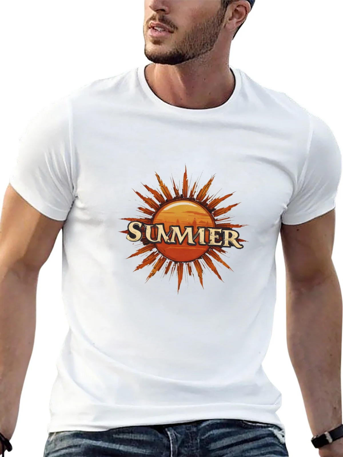 Summer Sun Graphic Tee - Black Cotton T-Shirt product image 4