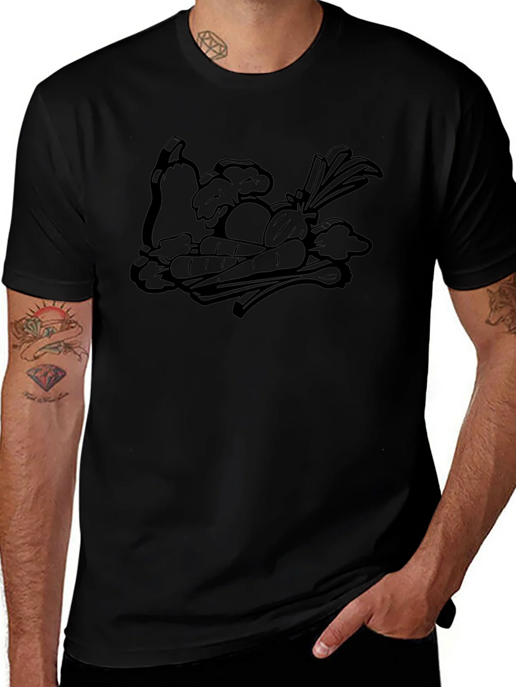 Whimsical Veggie Patch Graphic Tee - Black product image 1