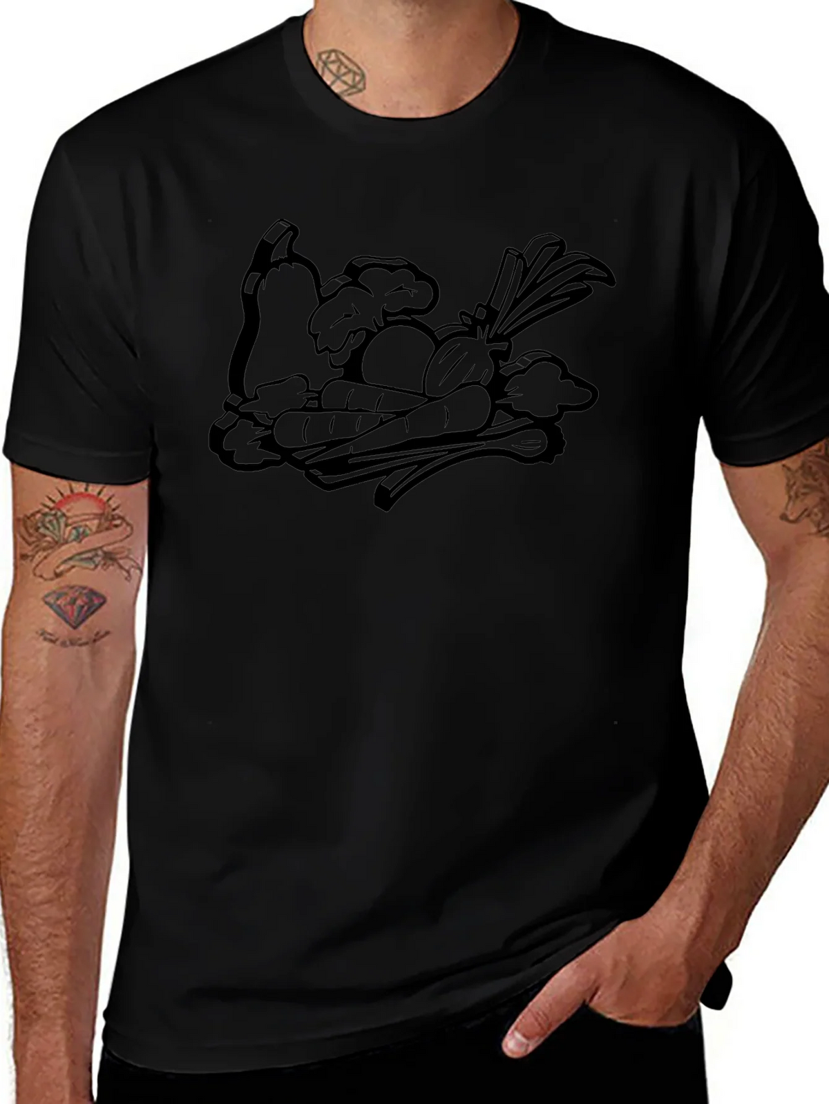 Whimsical Veggie Patch Graphic Tee - Black product image 1