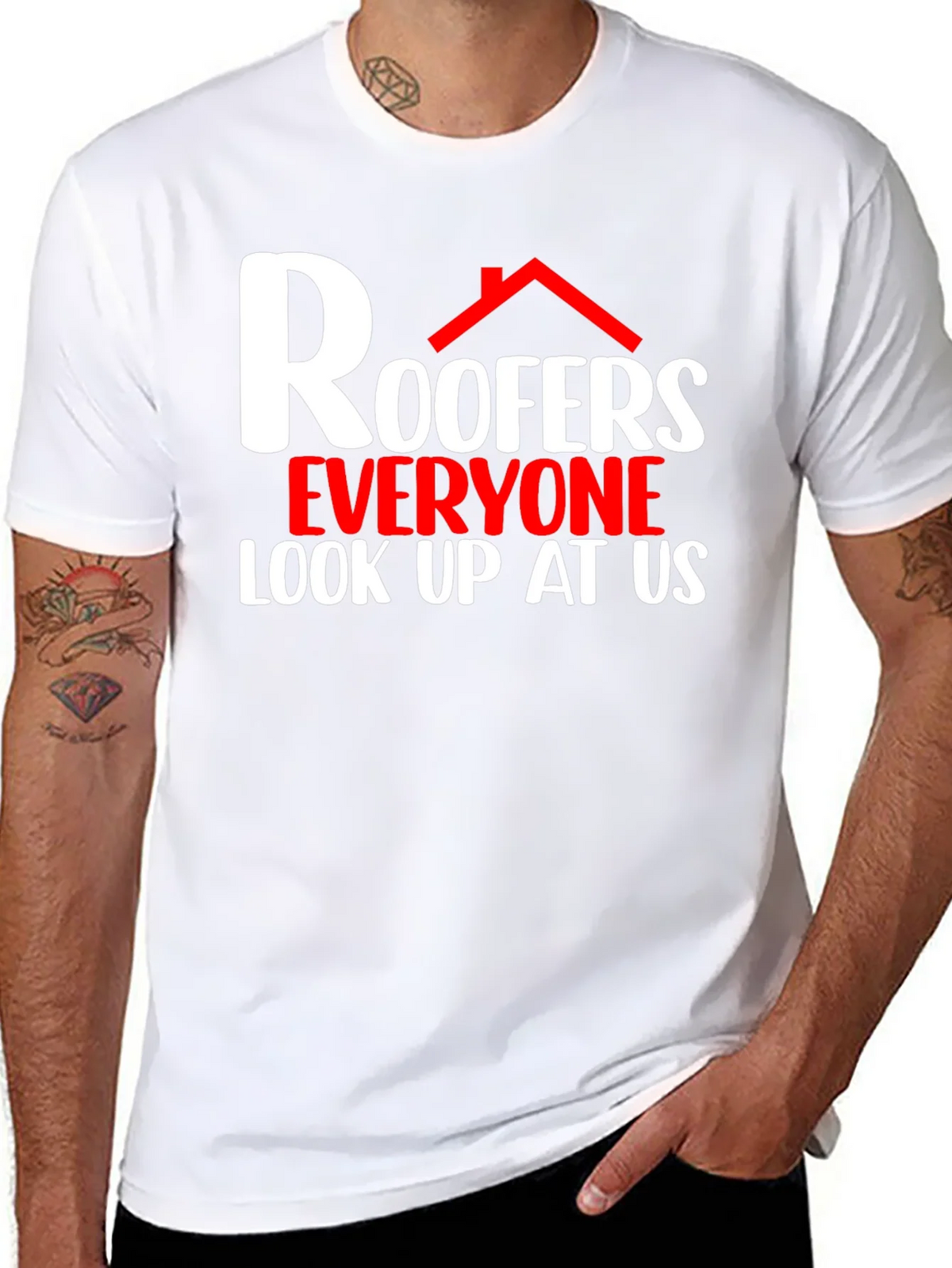 Roofers Look Up At Us Graphic T-Shirt product image 10