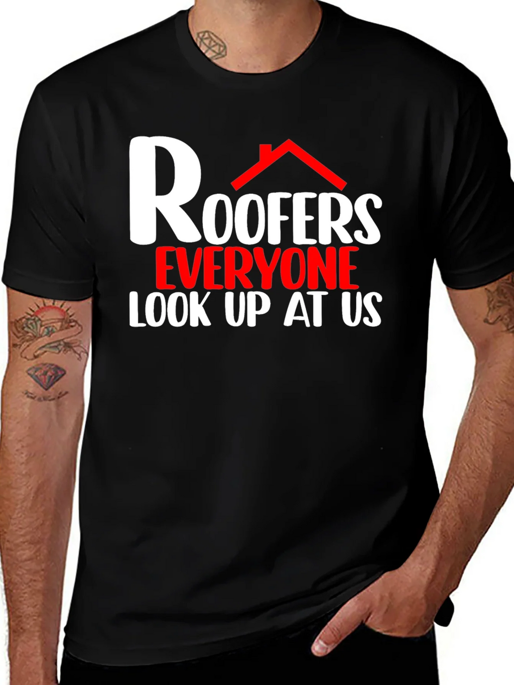 Roofers Look Up At Us Graphic T-Shirt product image 1