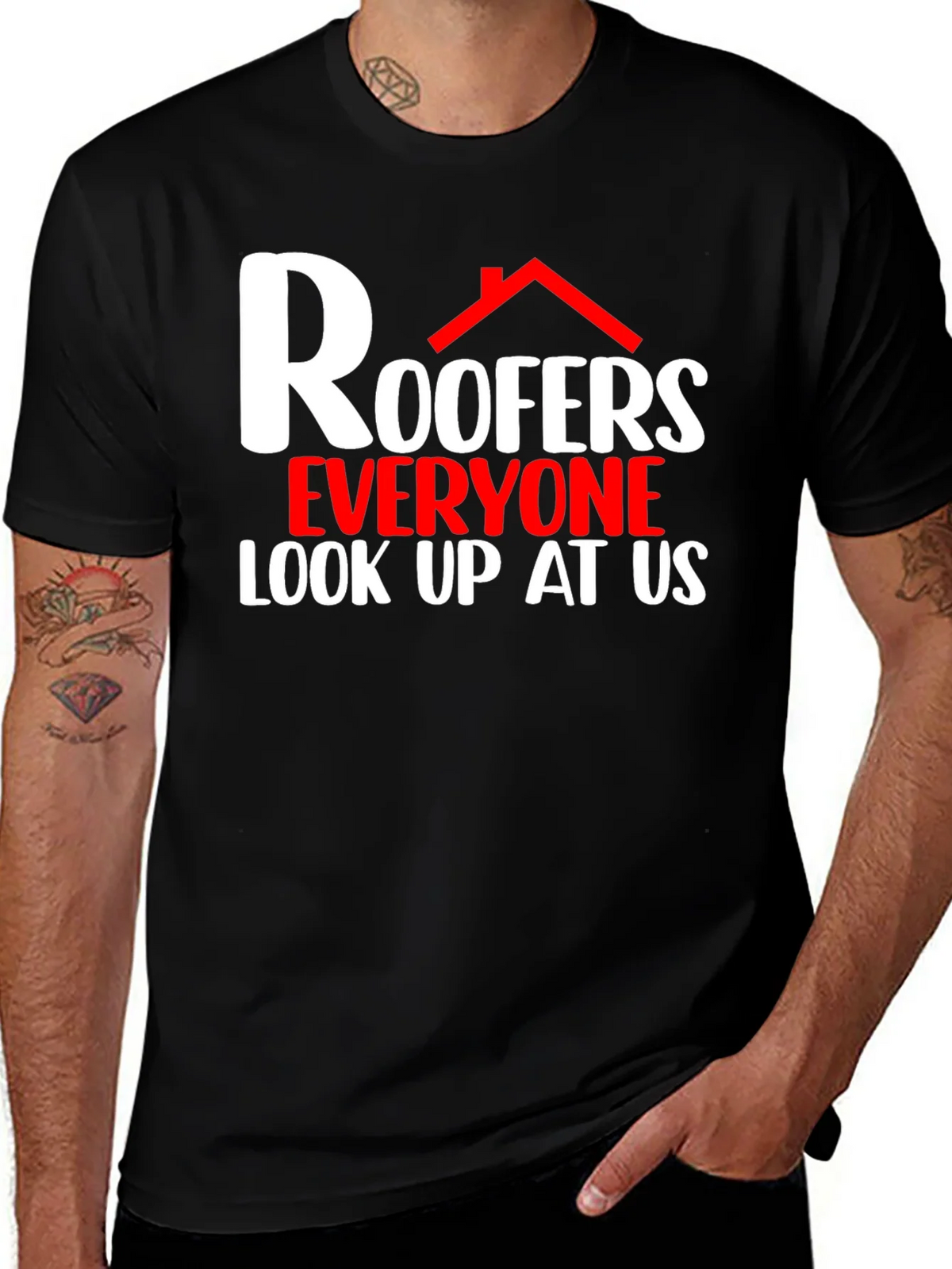 Roofers Look Up At Us Graphic T-Shirt product image 1