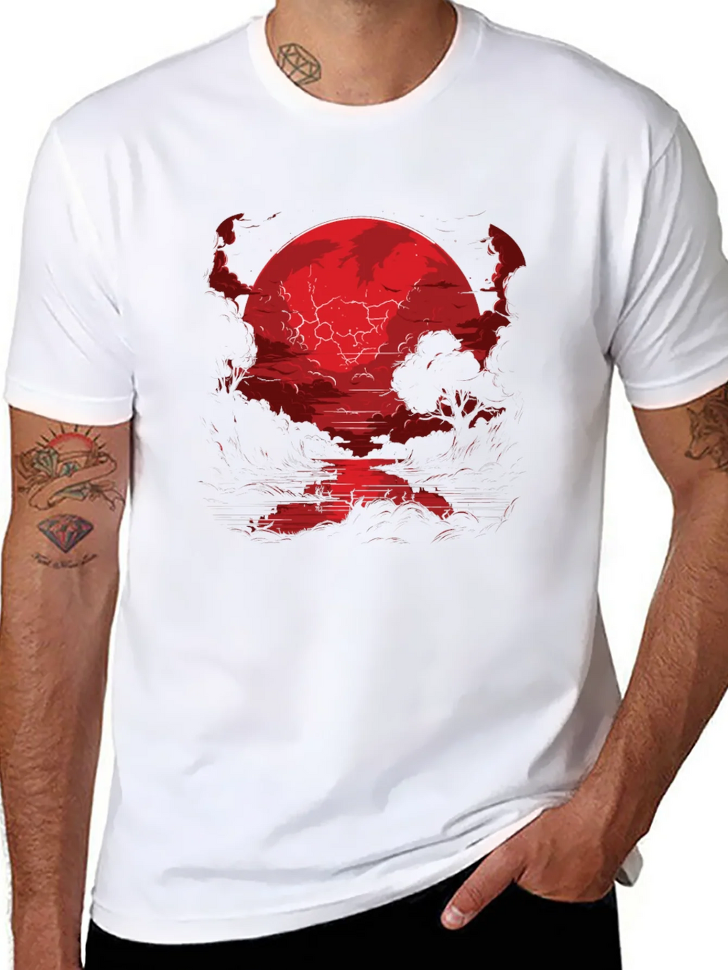 Crimson Moon River Graphic Tee - Dark Fantasy Shirt product image 10