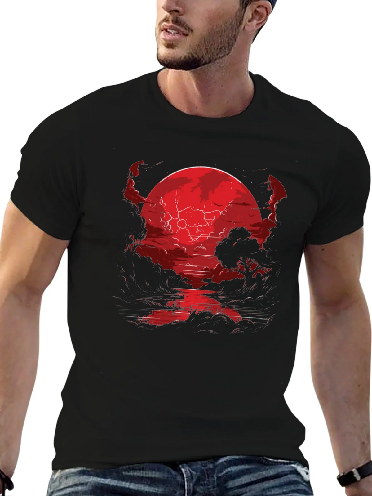 Crimson Moon River Graphic Tee - Dark Fantasy Shirt product image 9
