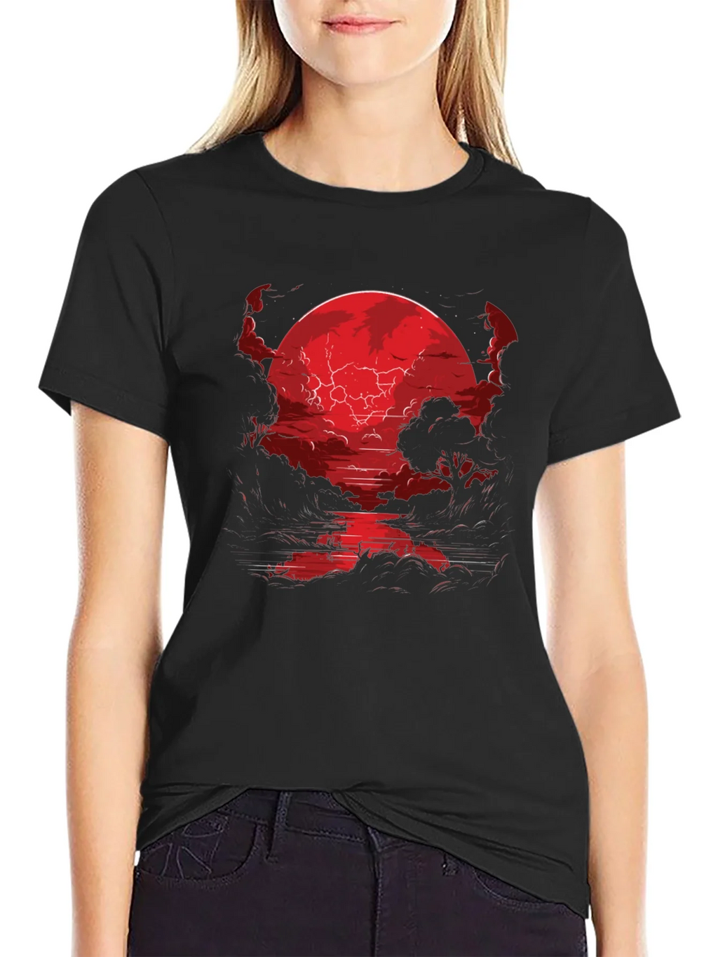 Crimson Moon River Graphic Tee - Dark Fantasy Shirt product image 5