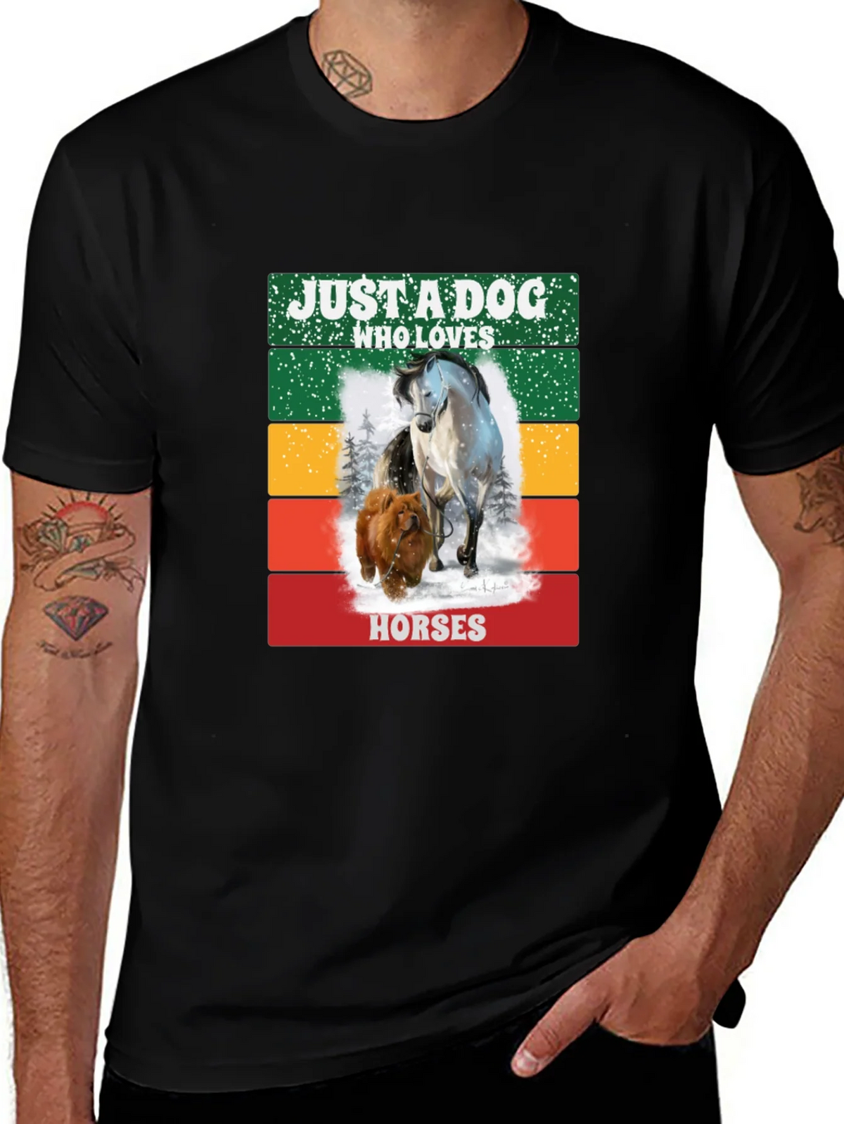 Dog & Horse Lover Tee - Just a Who Loves Horses product image 1
