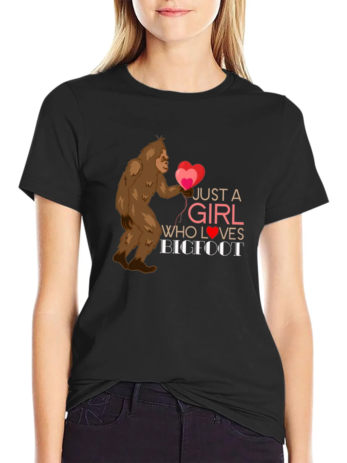 Girl Loves Bigfoot Graphic Tee - Heart Balloons Soft Fabric product image 5