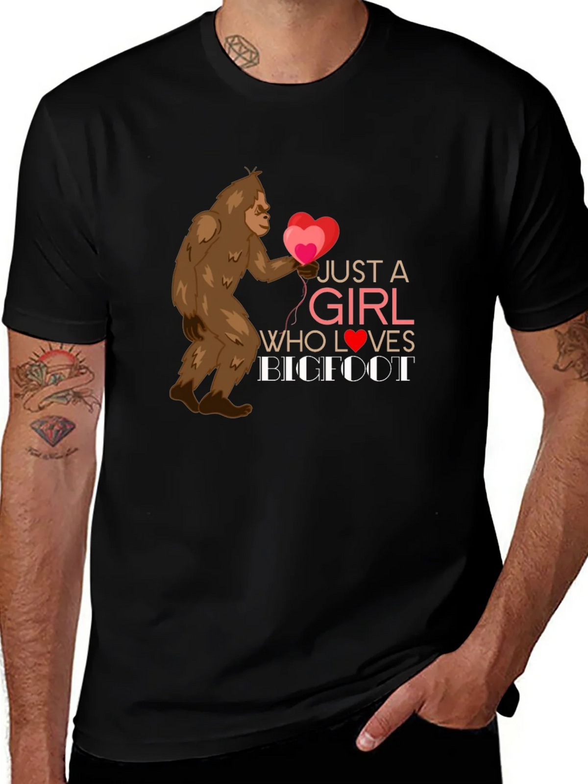 Girl Loves Bigfoot Graphic Tee - Heart Balloons Soft Fabric product image 1