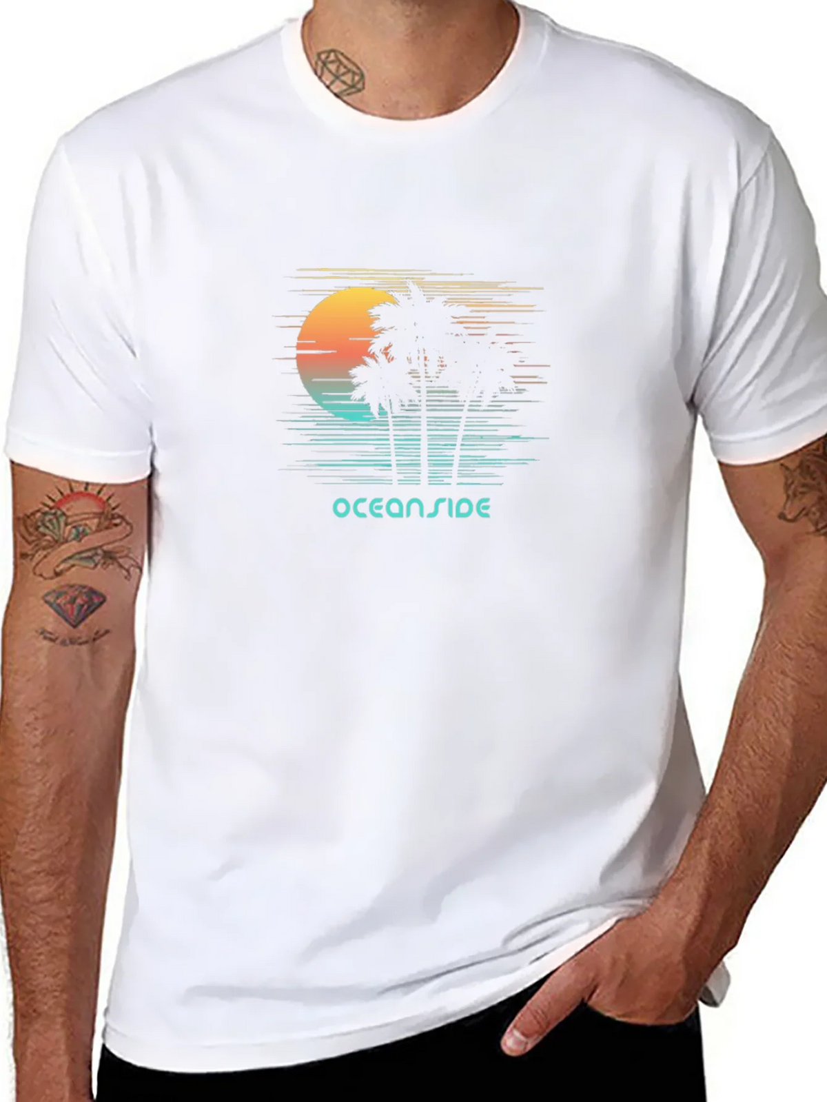 Oceanside Graphic T-Shirt - Retro Palm Tree Design product image 10
