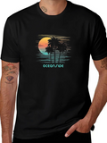 Oceanside Graphic T-Shirt - Retro Palm Tree Design product image 1