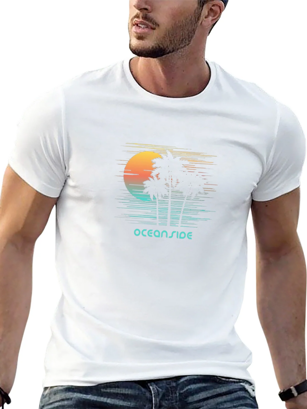 Oceanside Graphic T-Shirt - Retro Palm Tree Design product image 4