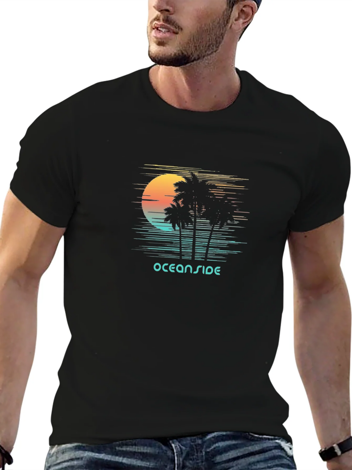 Oceanside Graphic T-Shirt - Retro Palm Tree Design product image 9