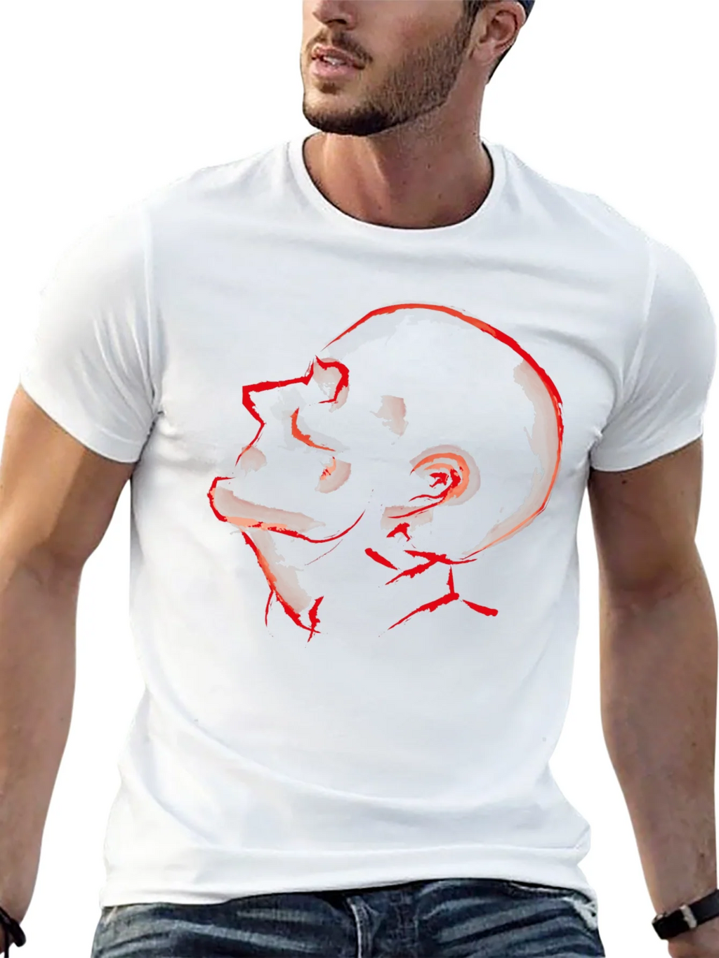 Abstract Red Skull Graphic Tee product image 4