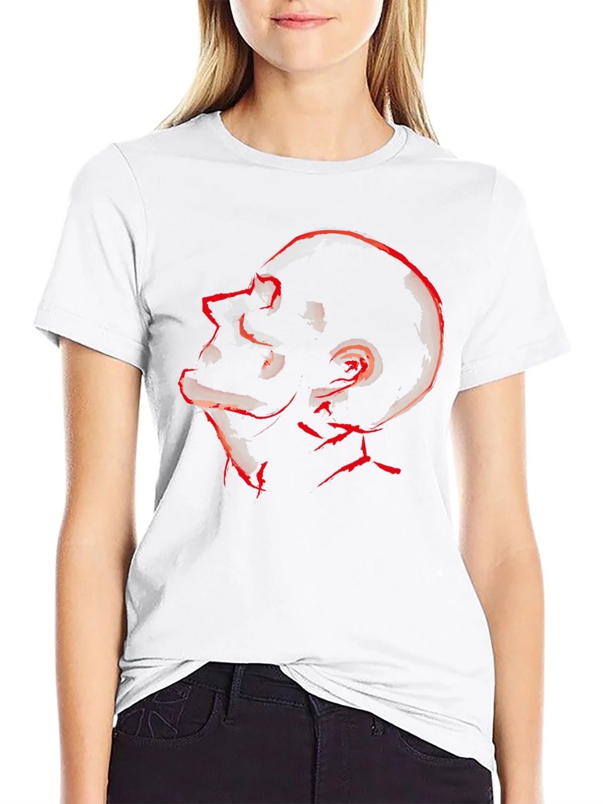 Abstract Red Skull Graphic Tee product image 11