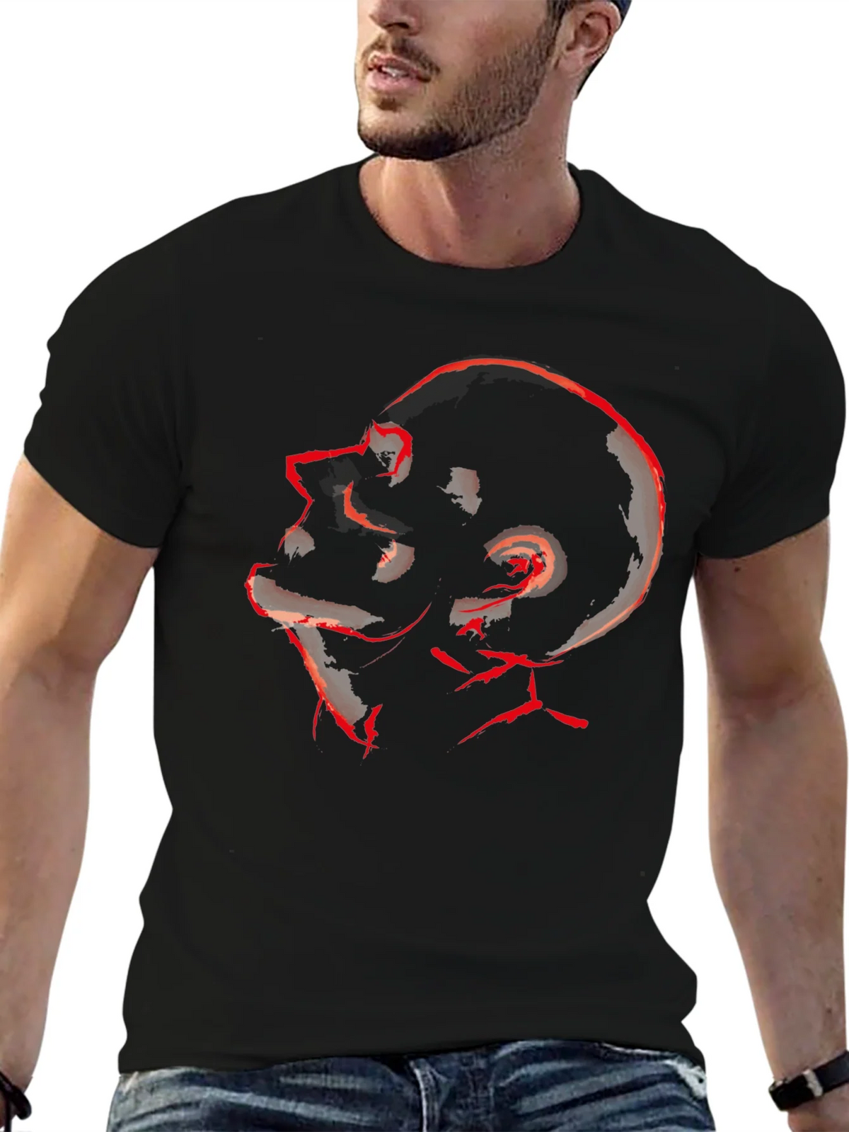 Abstract Red Skull Graphic Tee product image 9