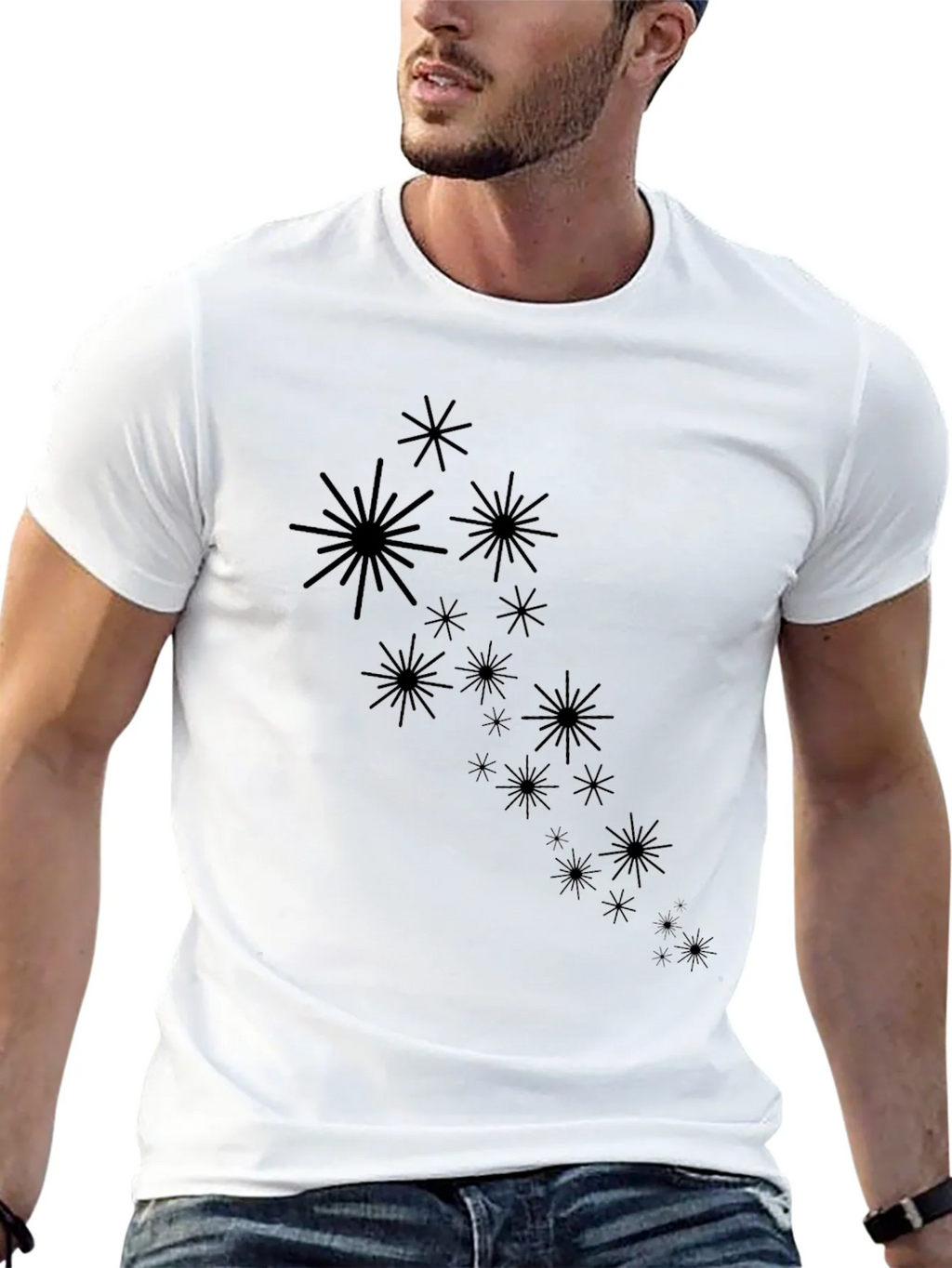 Starburst Graphic Black T-Shirt - Modern Casual Wear product image 4