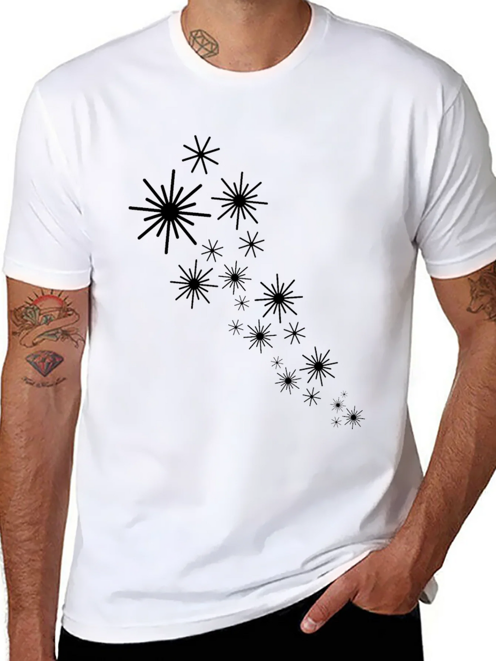 Starburst Graphic Black T-Shirt - Modern Casual Wear product image 10