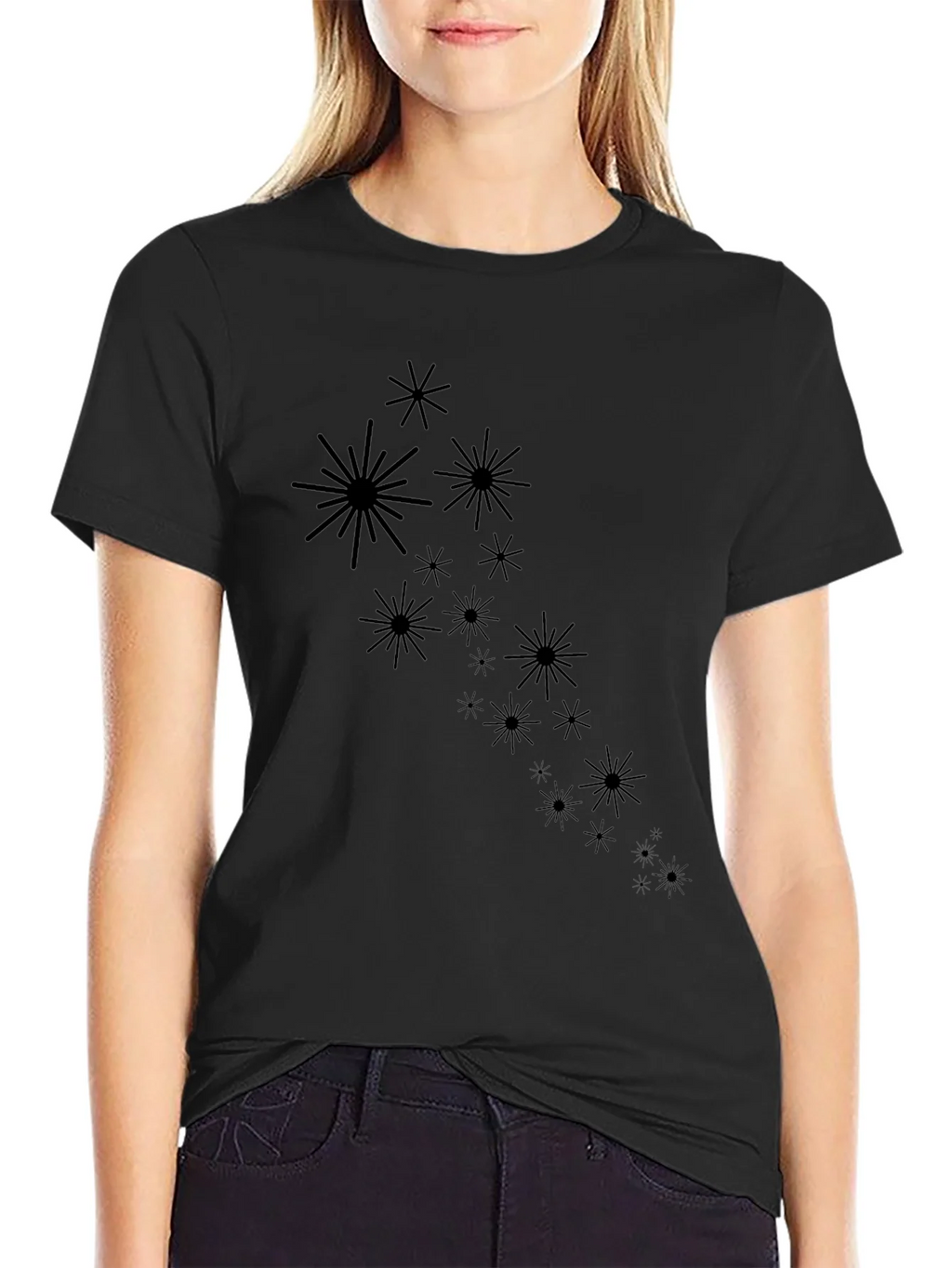 Starburst Graphic Black T-Shirt - Modern Casual Wear product image 5