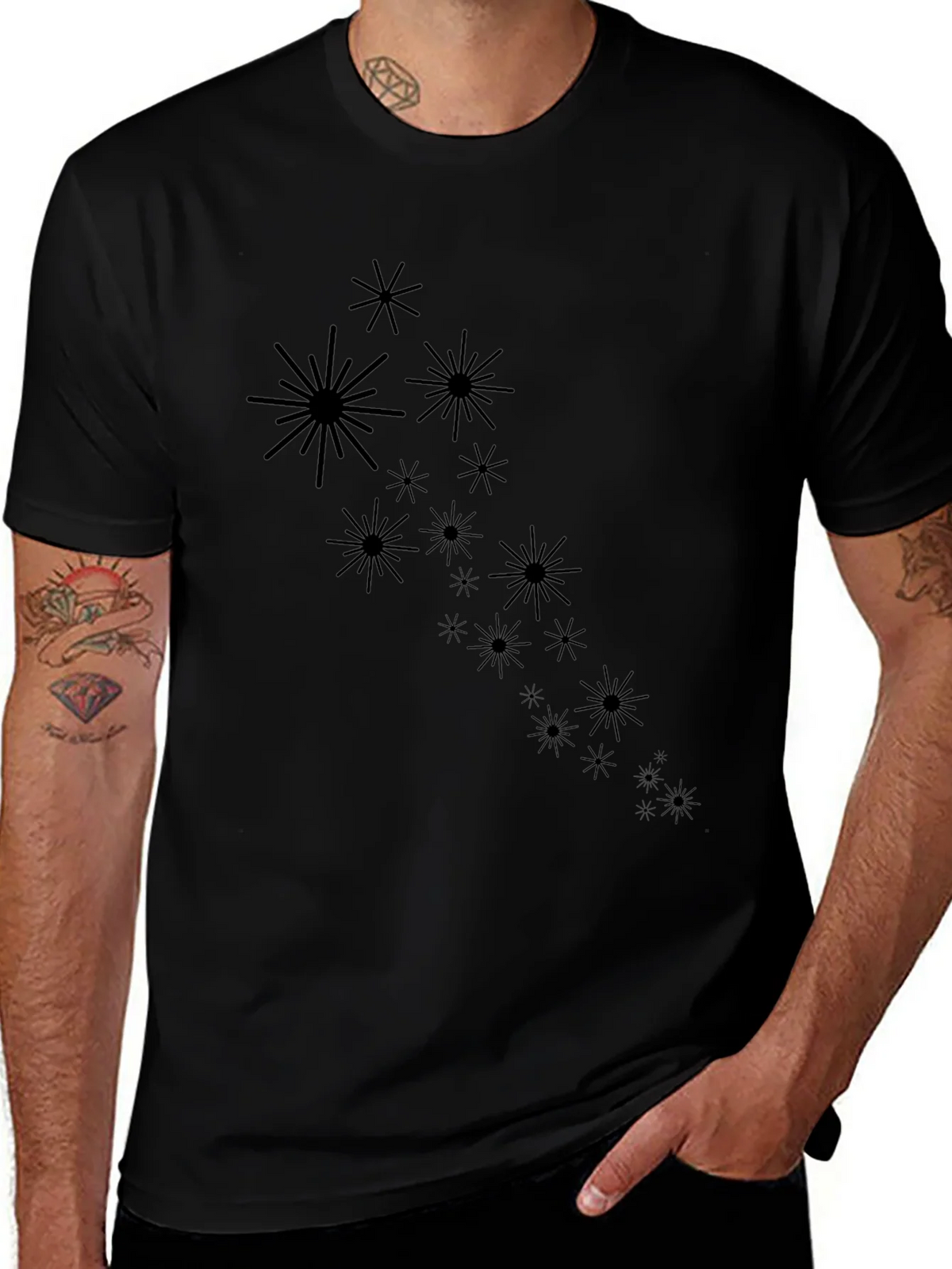 Starburst Graphic Black T-Shirt - Modern Casual Wear product image 1