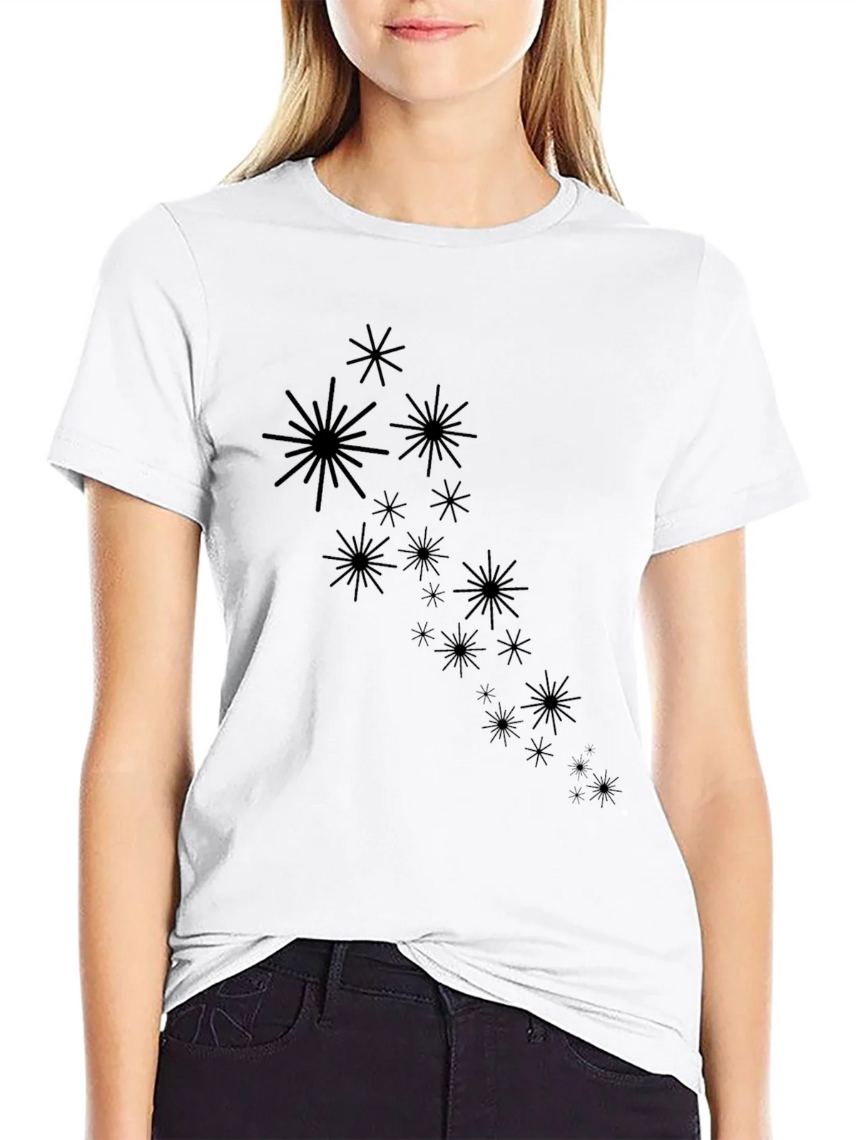 Starburst Graphic Black T-Shirt - Modern Casual Wear product image 11
