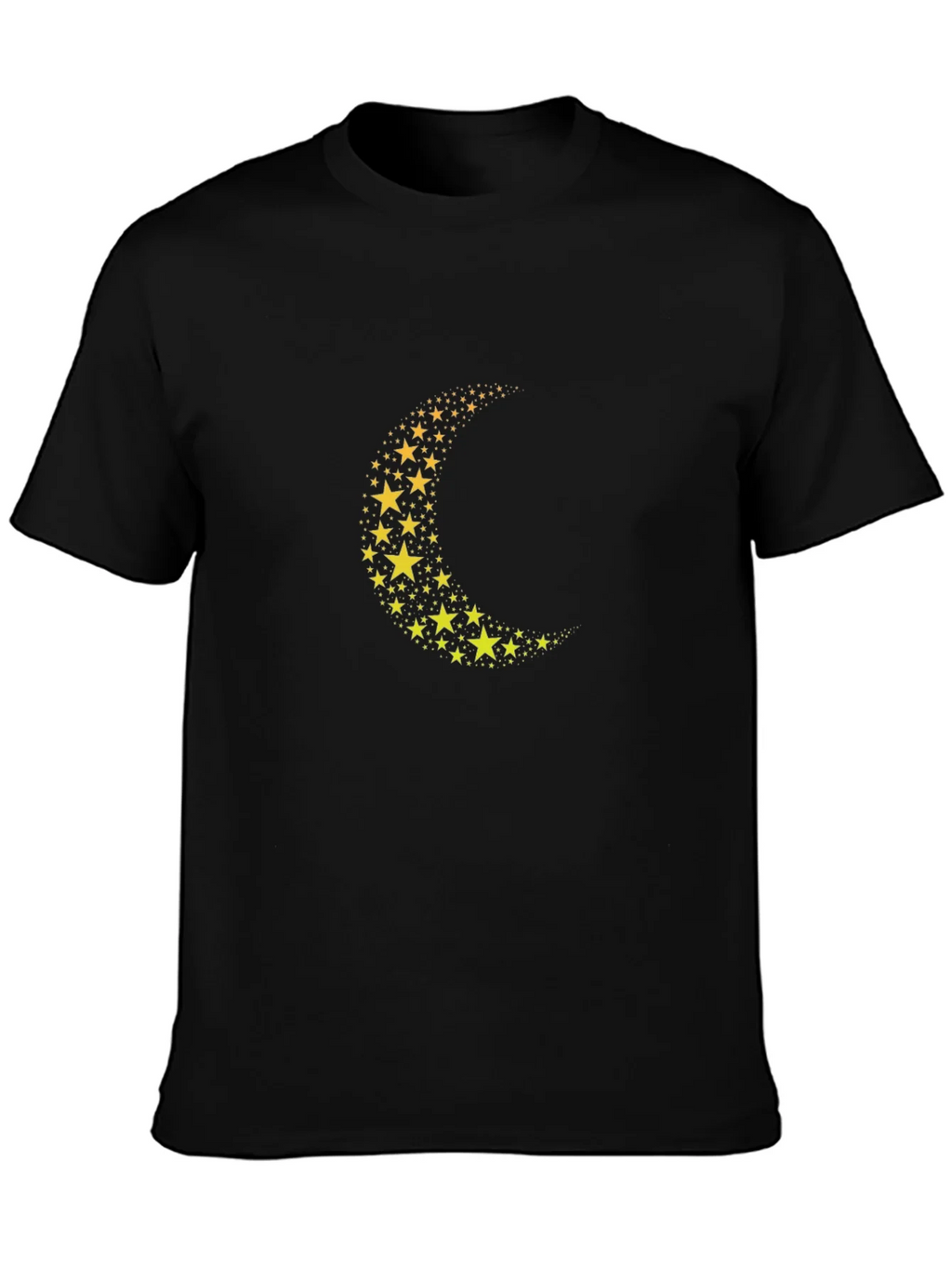 Starry Crescent Moon Black T-Shirt product image 1