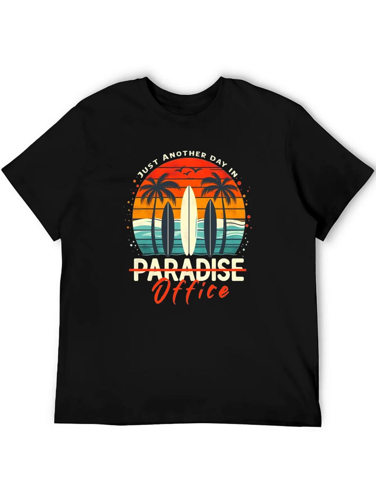 Paradise Office Graphic T-Shirt - Beach Surfboard Design product image 8