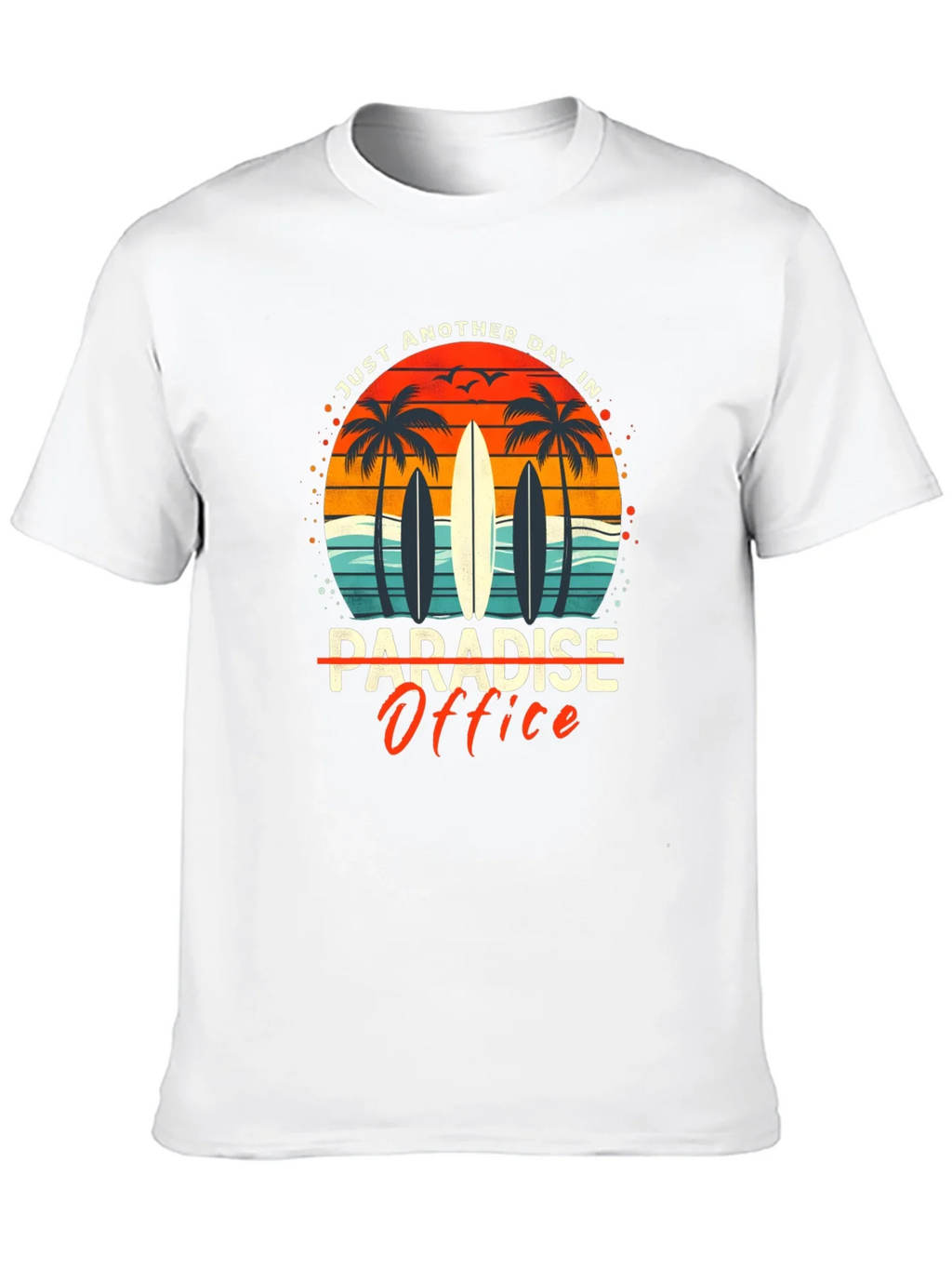 Paradise Office Graphic T-Shirt - Beach Surfboard Design product image 12