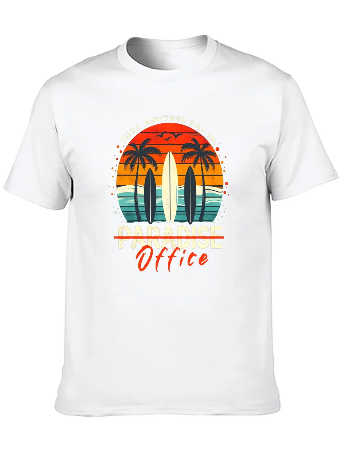 Paradise Office Graphic T-Shirt - Beach Surfboard Design product image 12