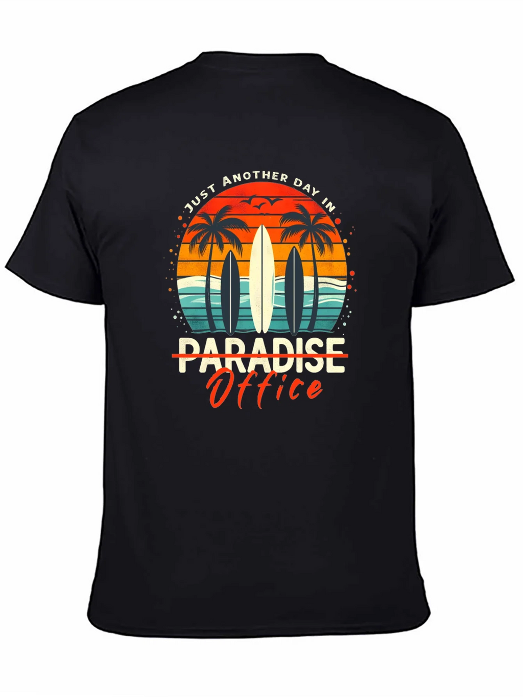 Paradise Office Graphic T-Shirt - Beach Surfboard Design product image 7