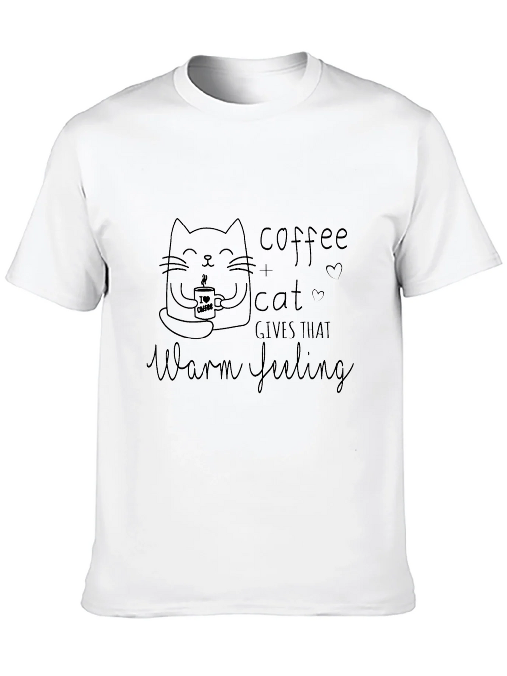Coffee & Cat Warm Feeling Black T-Shirt product image 12
