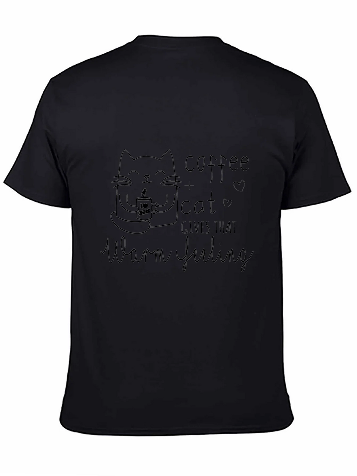 Coffee & Cat Warm Feeling Black T-Shirt product image 7