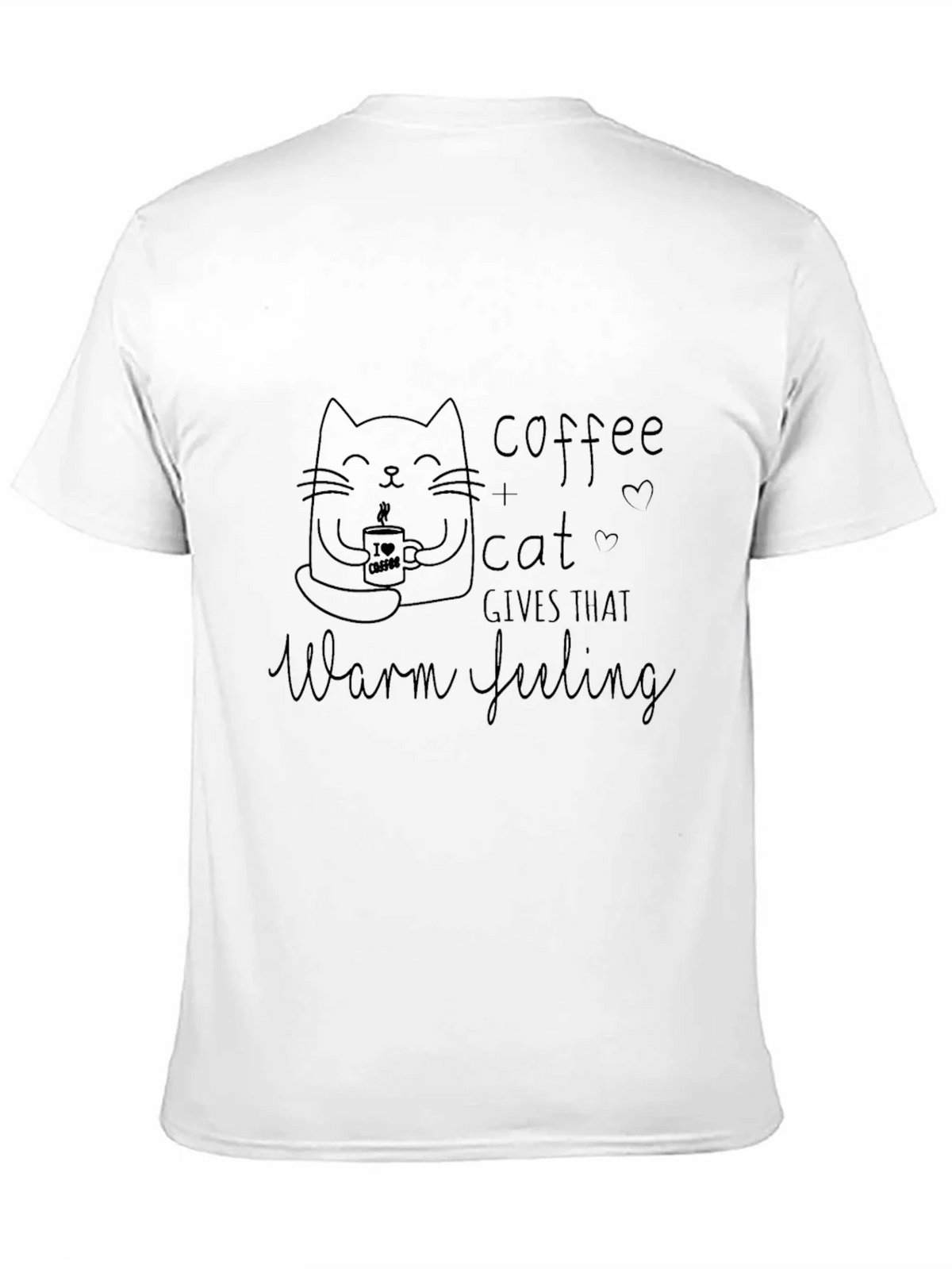 Coffee & Cat Warm Feeling Black T-Shirt product image 2