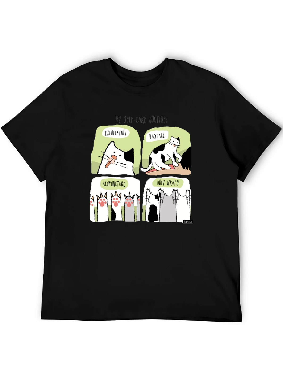 Self-Care Cat Routine Black T-Shirt product image 8