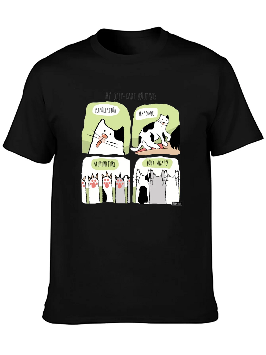 Self-Care Cat Routine Black T-Shirt product image 6