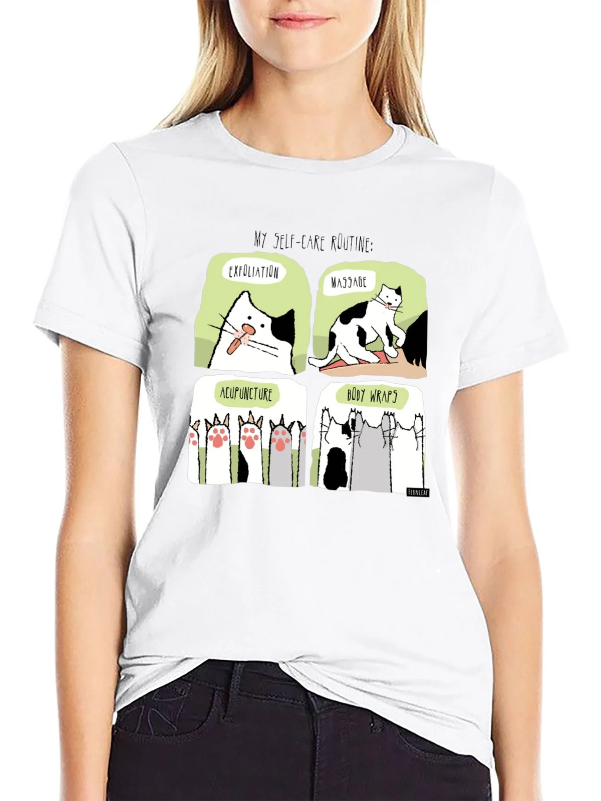 Self-Care Cat Routine Black T-Shirt product image 11