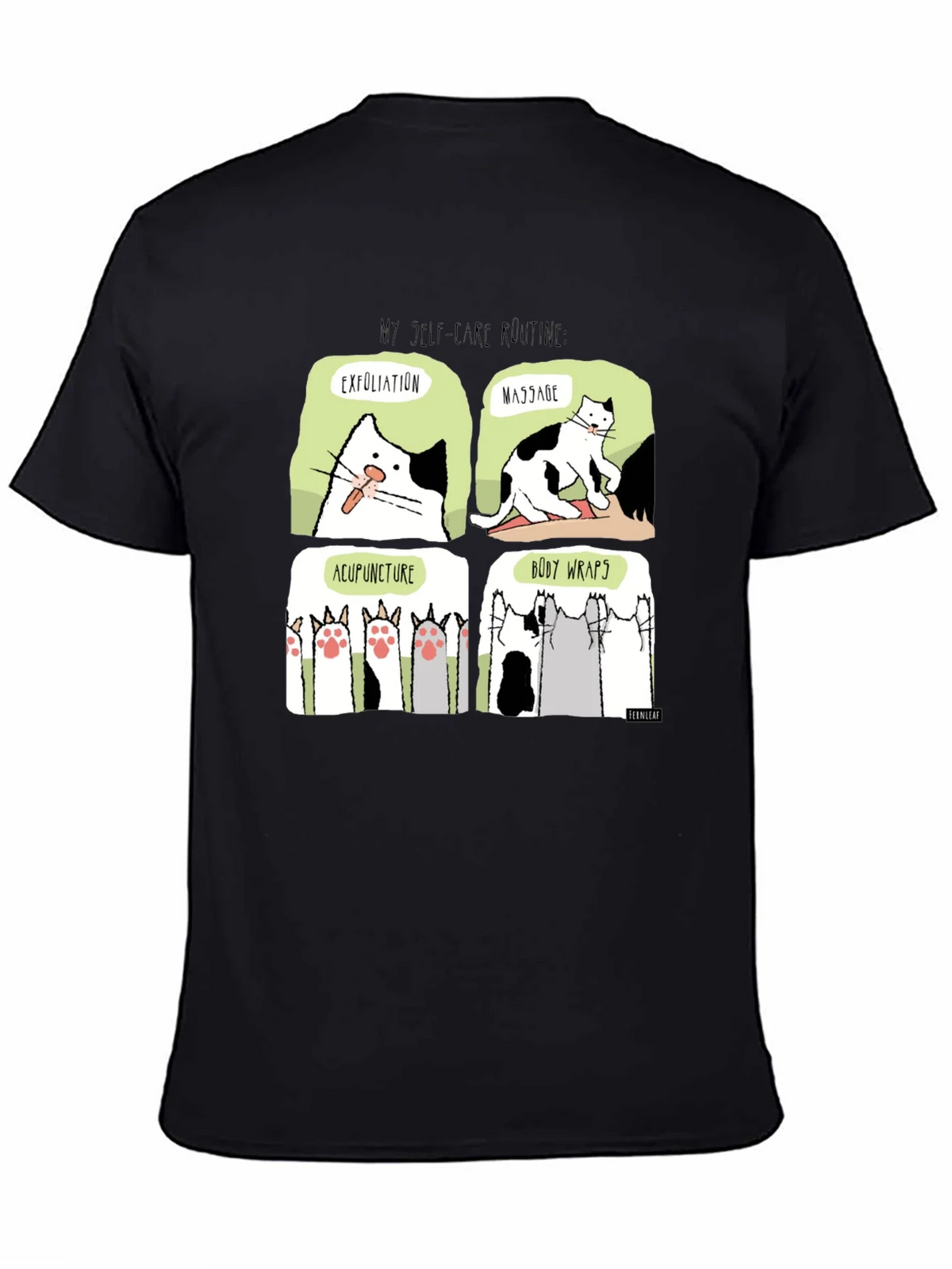 Self-Care Cat Routine Black T-Shirt product image 7