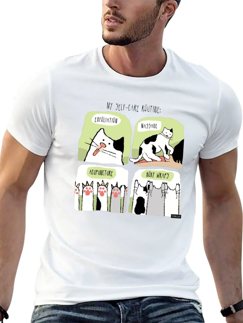 Self-Care Cat Routine Black T-Shirt product image 4