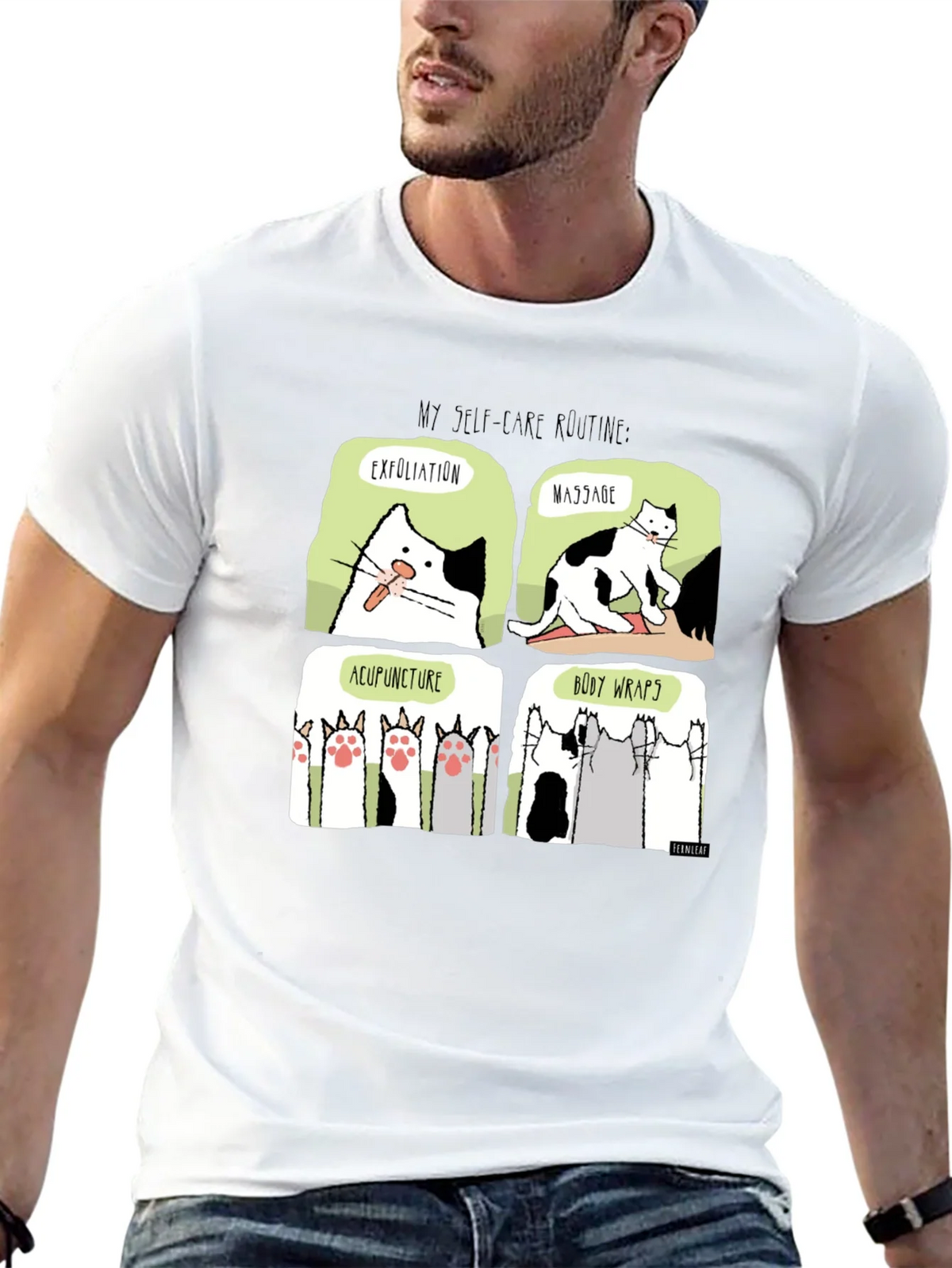 Self-Care Cat Routine Black T-Shirt product image 4