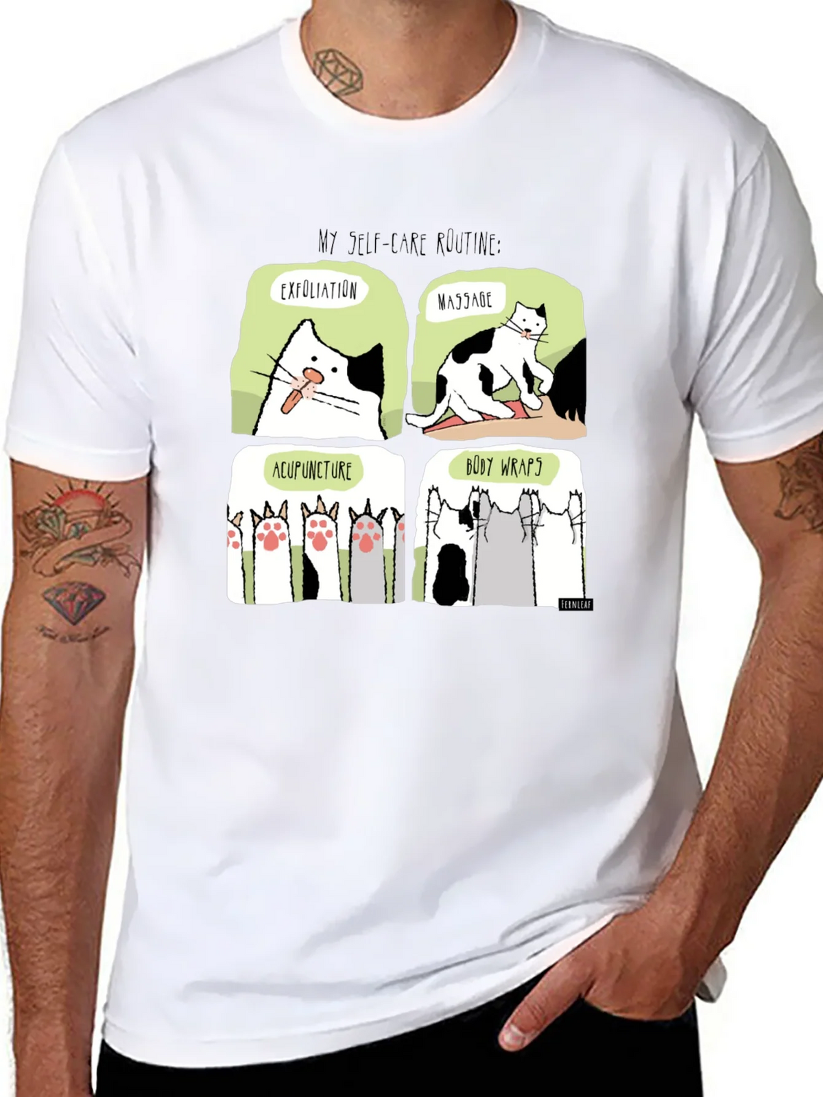 Self-Care Cat Routine Black T-Shirt product image 10