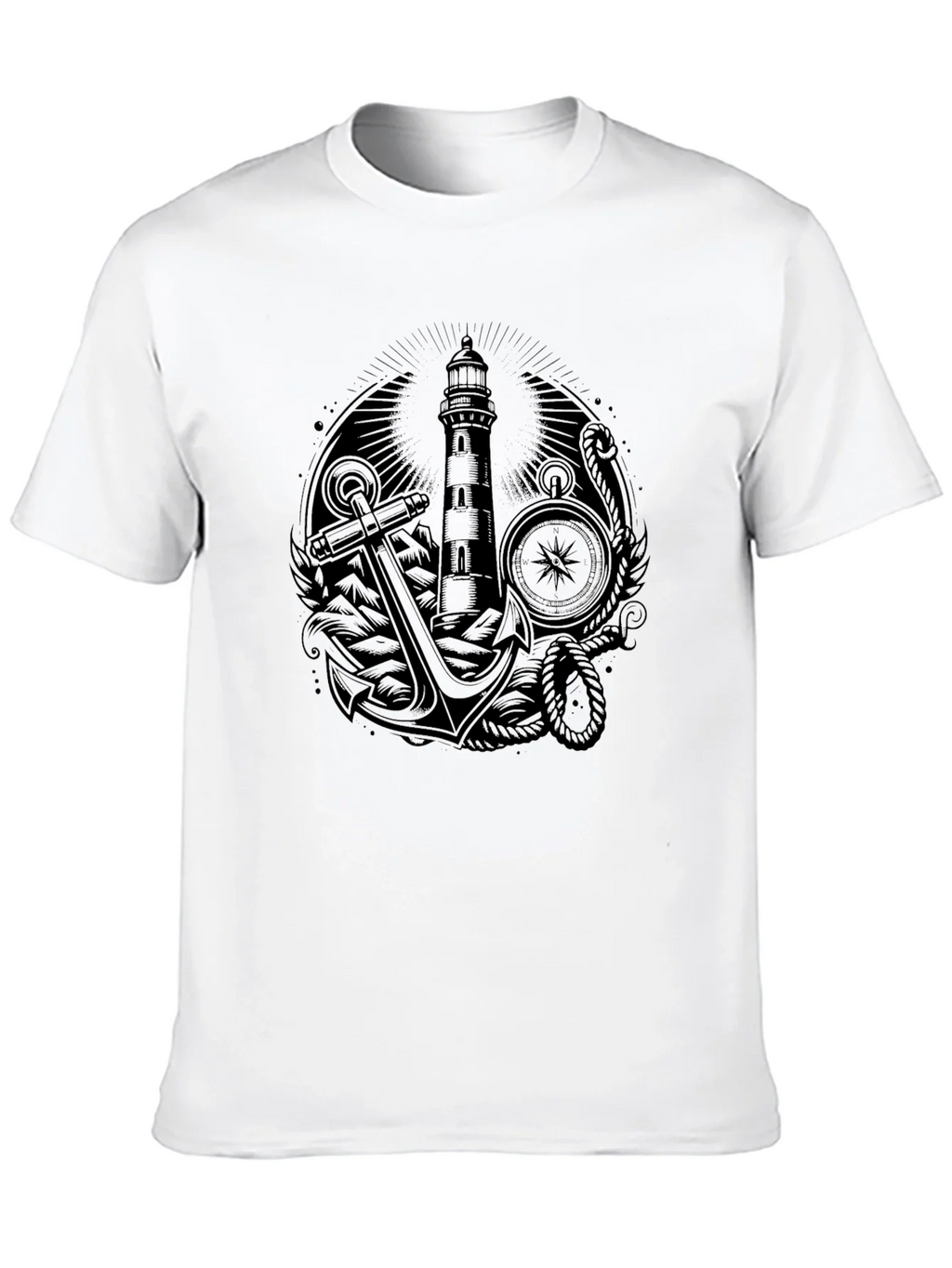 Nautical Lighthouse Anchor Graphic Tee - Black product image 12