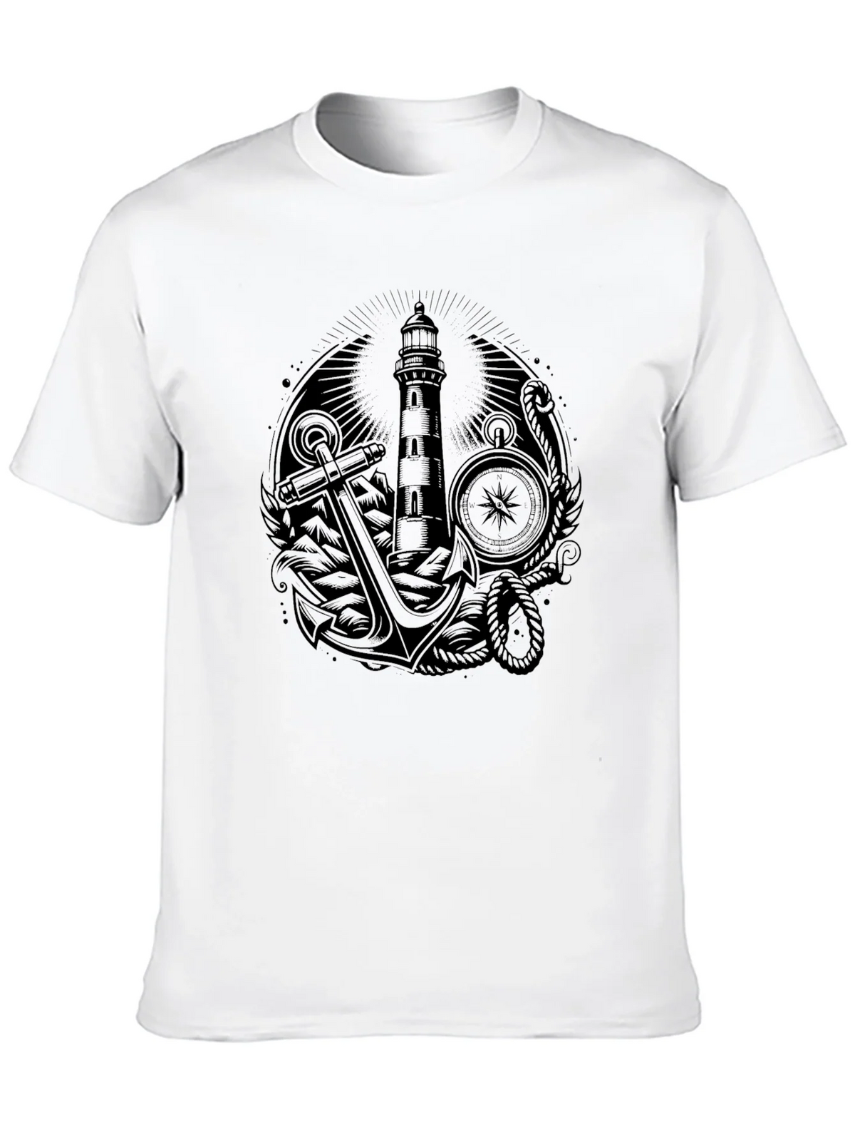 Nautical Lighthouse Anchor Graphic Tee - Black product image 12