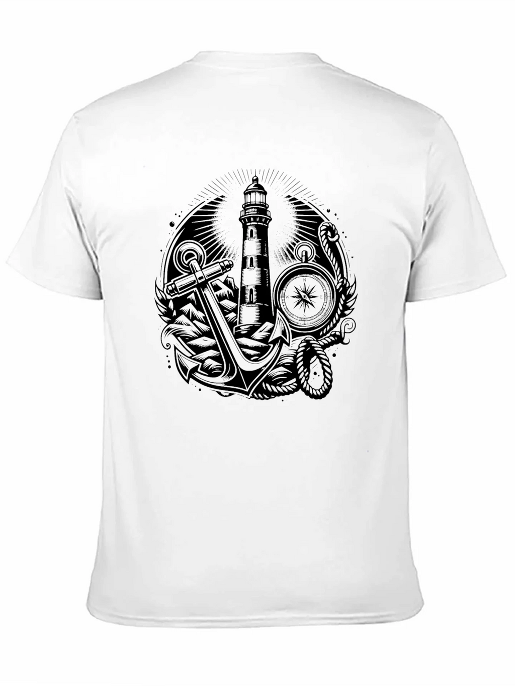 Nautical Lighthouse Anchor Graphic Tee - Black product image 2
