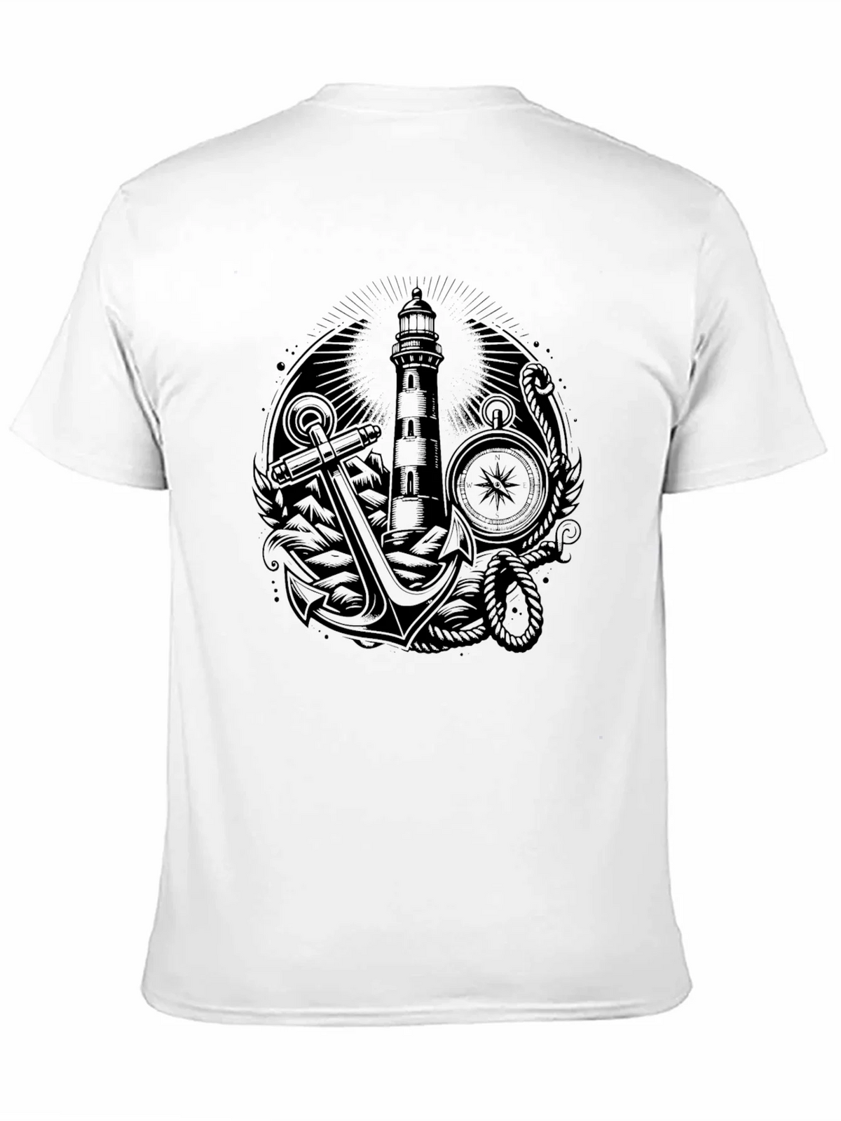 Nautical Lighthouse Anchor Graphic Tee - Black product image 2