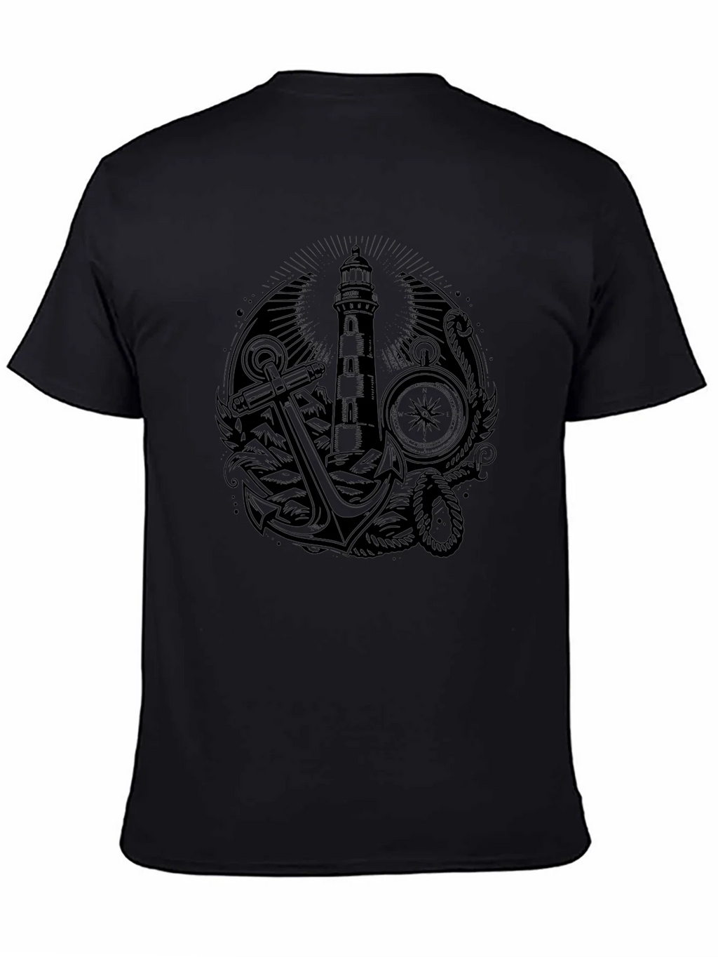 Nautical Lighthouse Anchor Graphic Tee - Black product image 7
