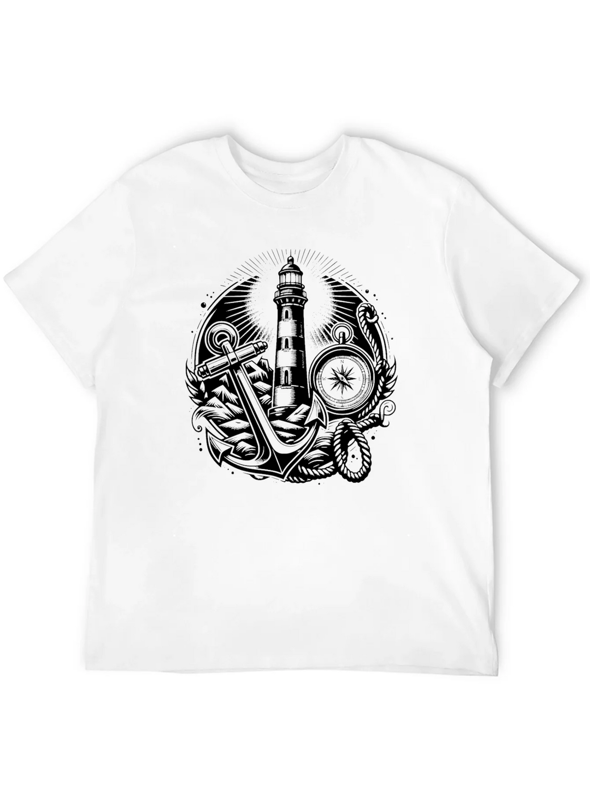 Nautical Lighthouse Anchor Graphic Tee - Black product image 3