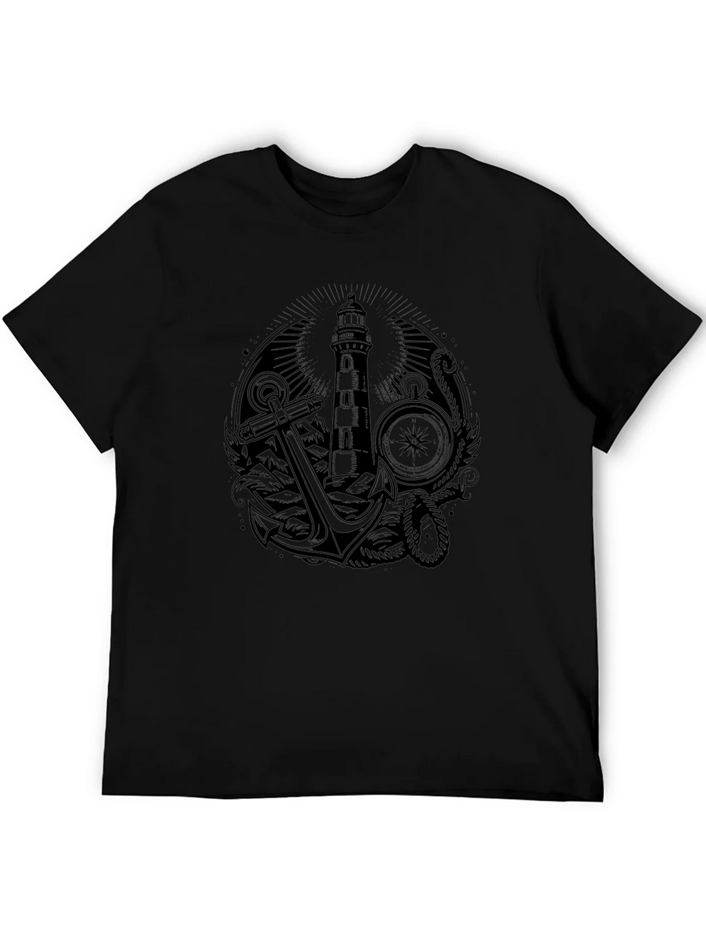 Nautical Lighthouse Anchor Graphic Tee - Black product image 8