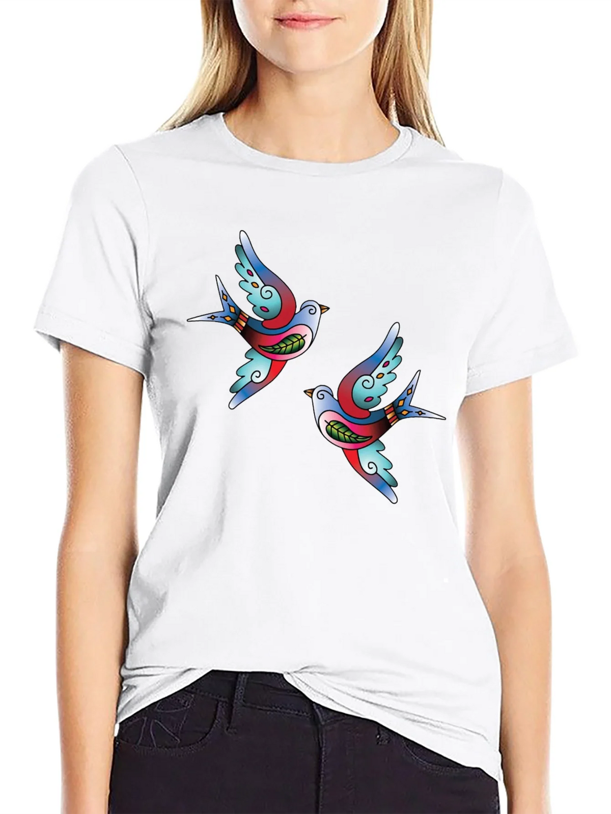 Swallow Tattoo Graphic Black T-Shirt product image 11
