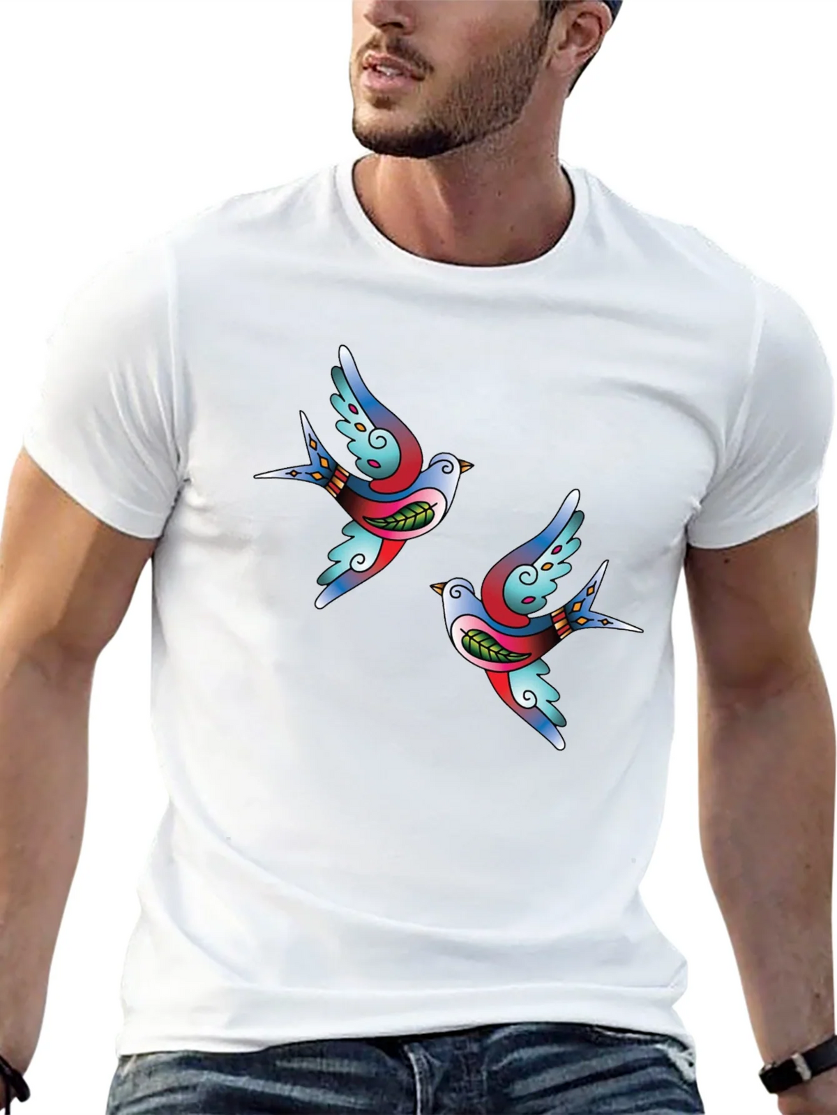 Swallow Tattoo Graphic Black T-Shirt product image 4